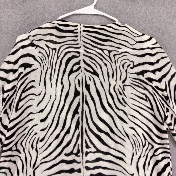J McLaughlin Cardigan Sweater Womens Sz M Black White Zebra Striped Button Down - Picture 10 of 12